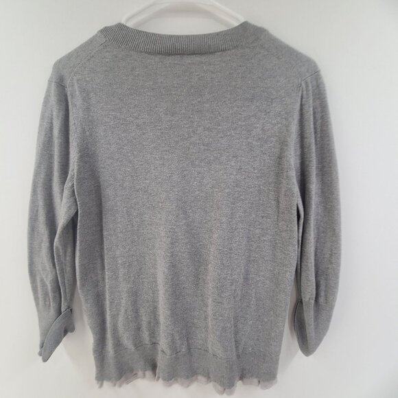 Gap Women's Cardigan Sweater Button Up V Neck Pockets Gray Size M Classic Prep - Picture 4 of 6